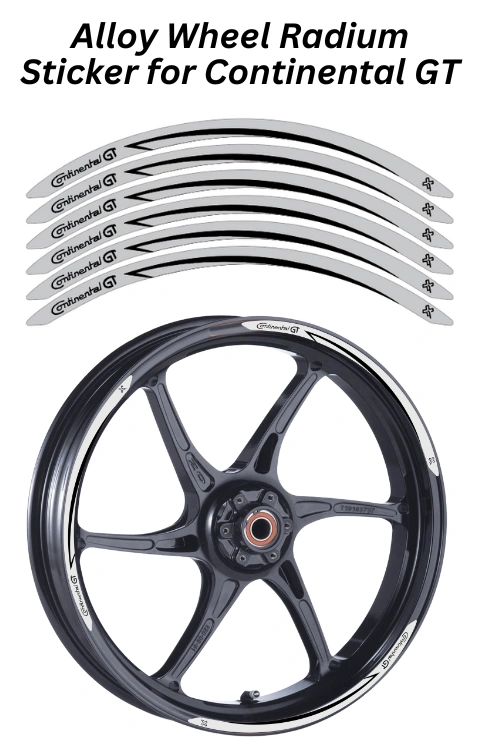 Alloy Wheel Radium Sticker Compatible with Continental GT 650 | Made in Premium Radium with FPF (Fade Protection Film), Waterproof, Precut Sticker, Pack Of 12